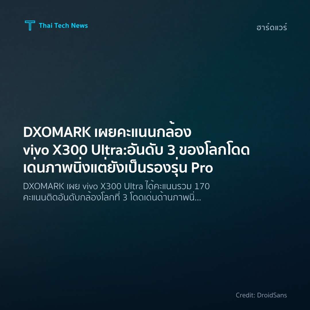 DXOMARK เผยคะแนนกล้อง vivo X300 Ultra: อันดับ 3 ของโลก โด…