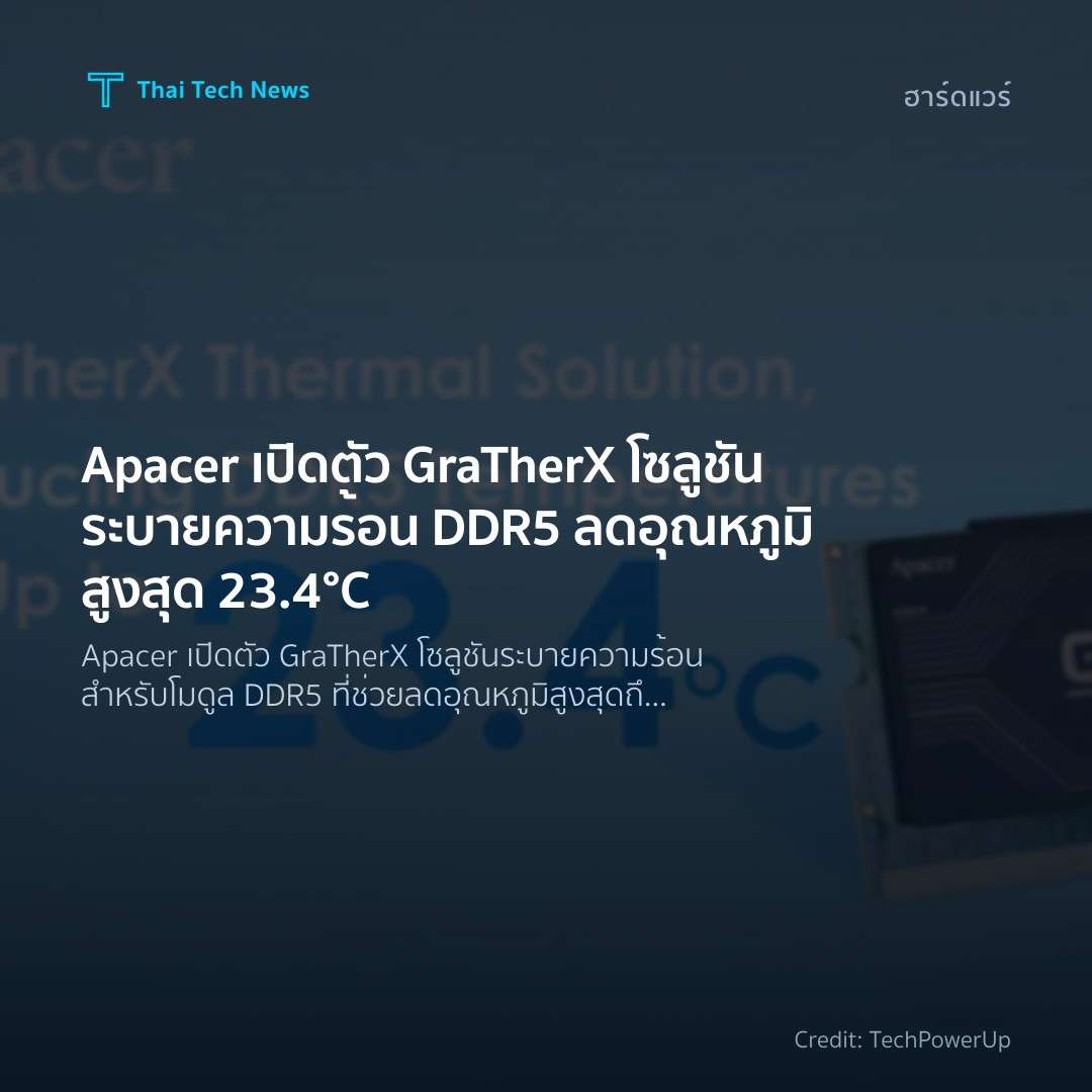 Apacer เปิดตัว GraTherX โซลูชันระบายความร้อน DDR5 ลดอุณหภ…