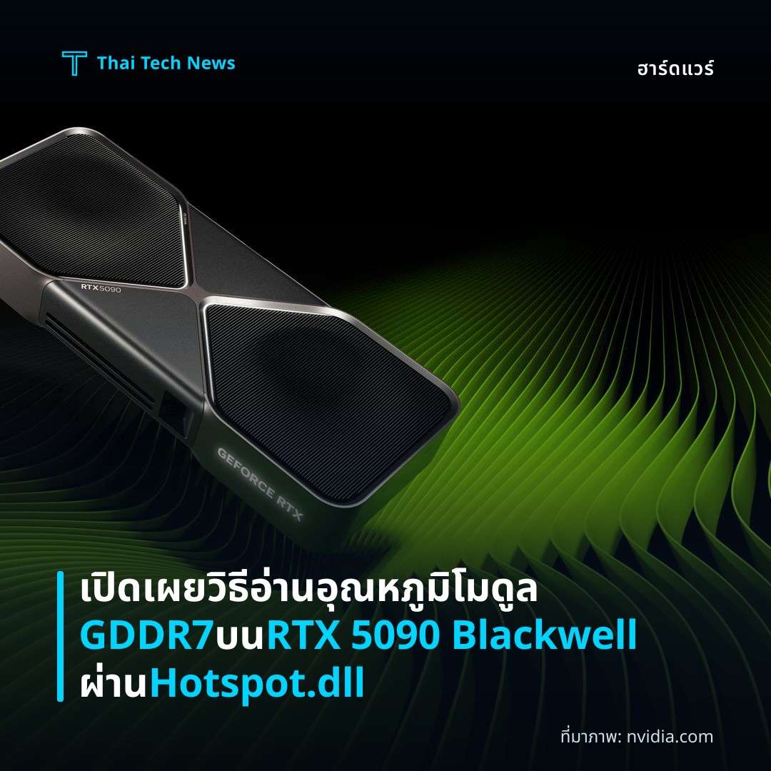 เปิดเผยวิธีอ่านอุณหภูมิโมดูล GDDR7 บน RTX 5090 Blackwell ผ่าน Hotspot.dll
