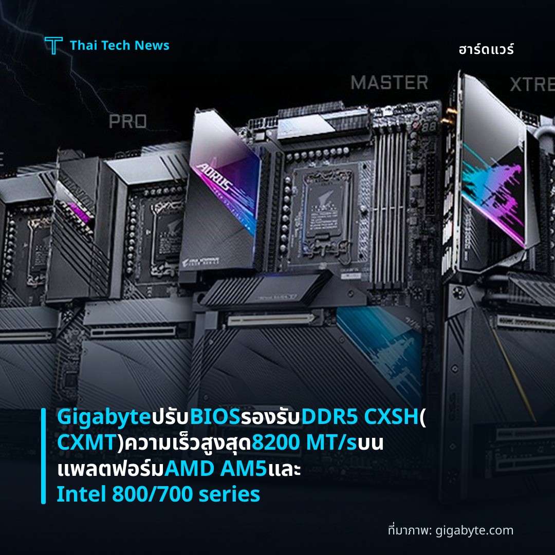 Gigabyte ปรับ BIOS รองรับ DDR5 CXSH (CXMT) ความเร็วสูงสุด 8200 MT/s บนแพลตฟอร์ม AMD AM5 และ Intel 800/700 series