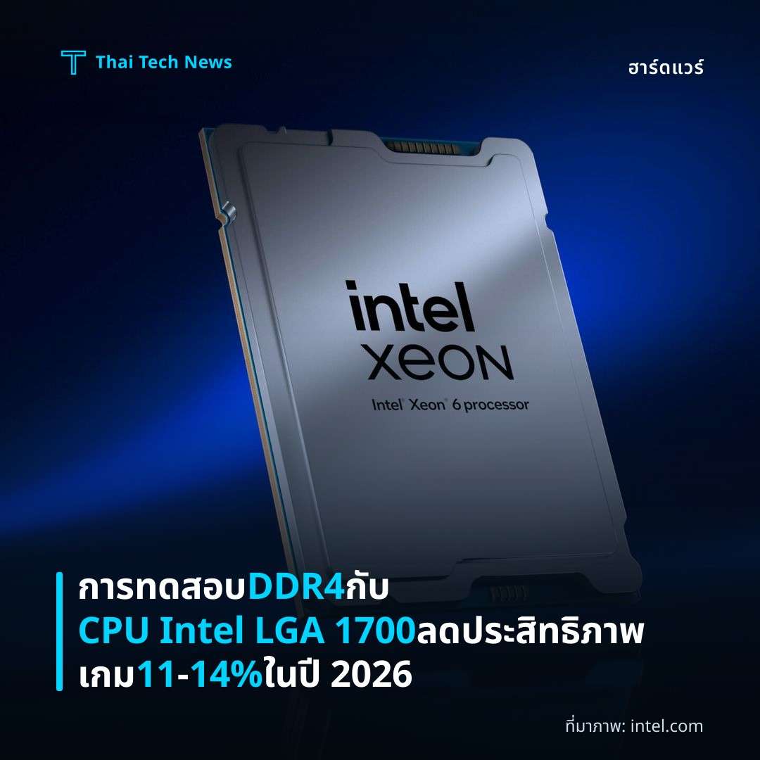 การทดสอบ DDR4 กับ CPU Intel LGA 1700 ลดประสิทธิภาพเกม 11‑14% ในปี 2026