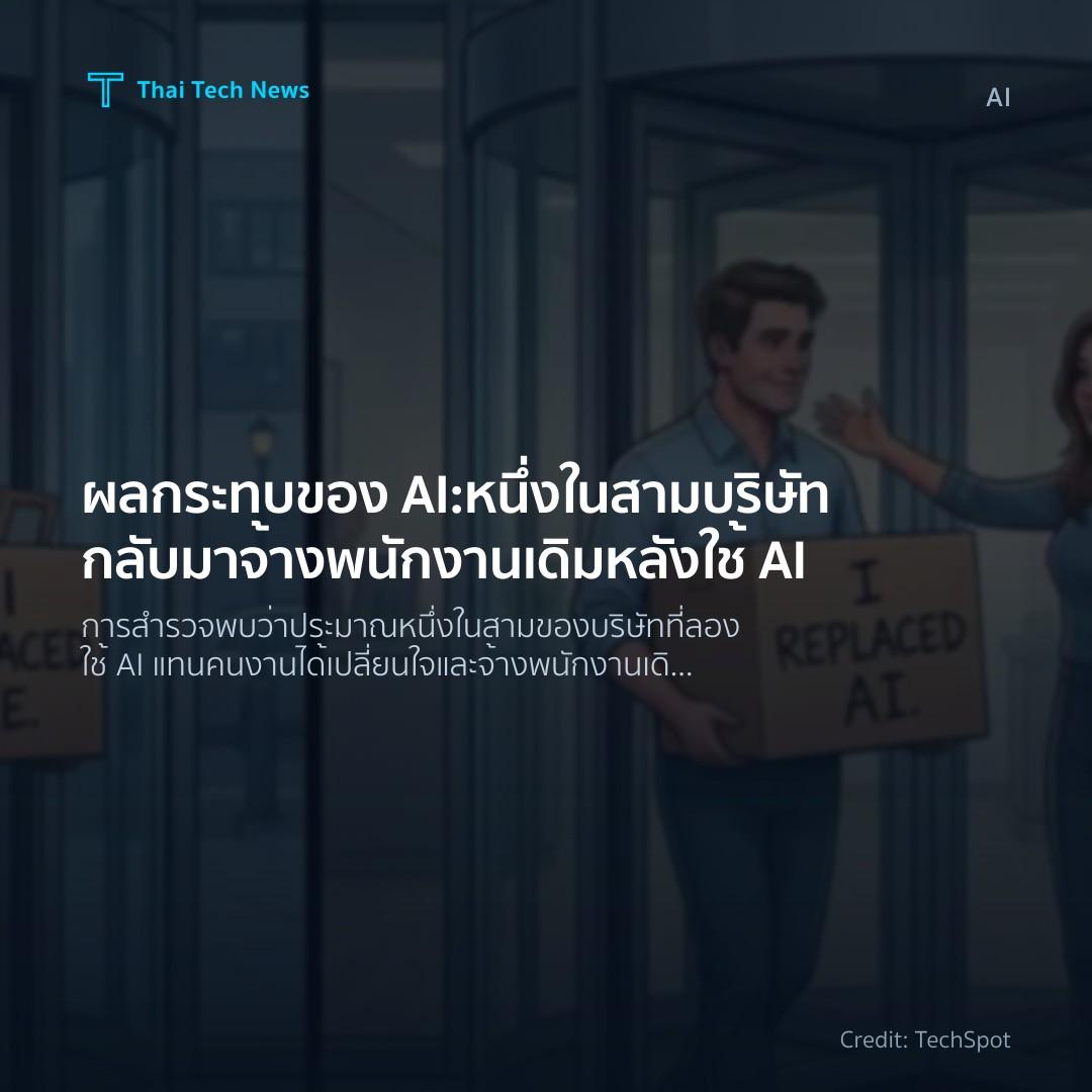 ผลกระทบของ AI: หนึ่งในสามบริษัทกลับมาจ้างพนักงานเดิมหลังใ…
