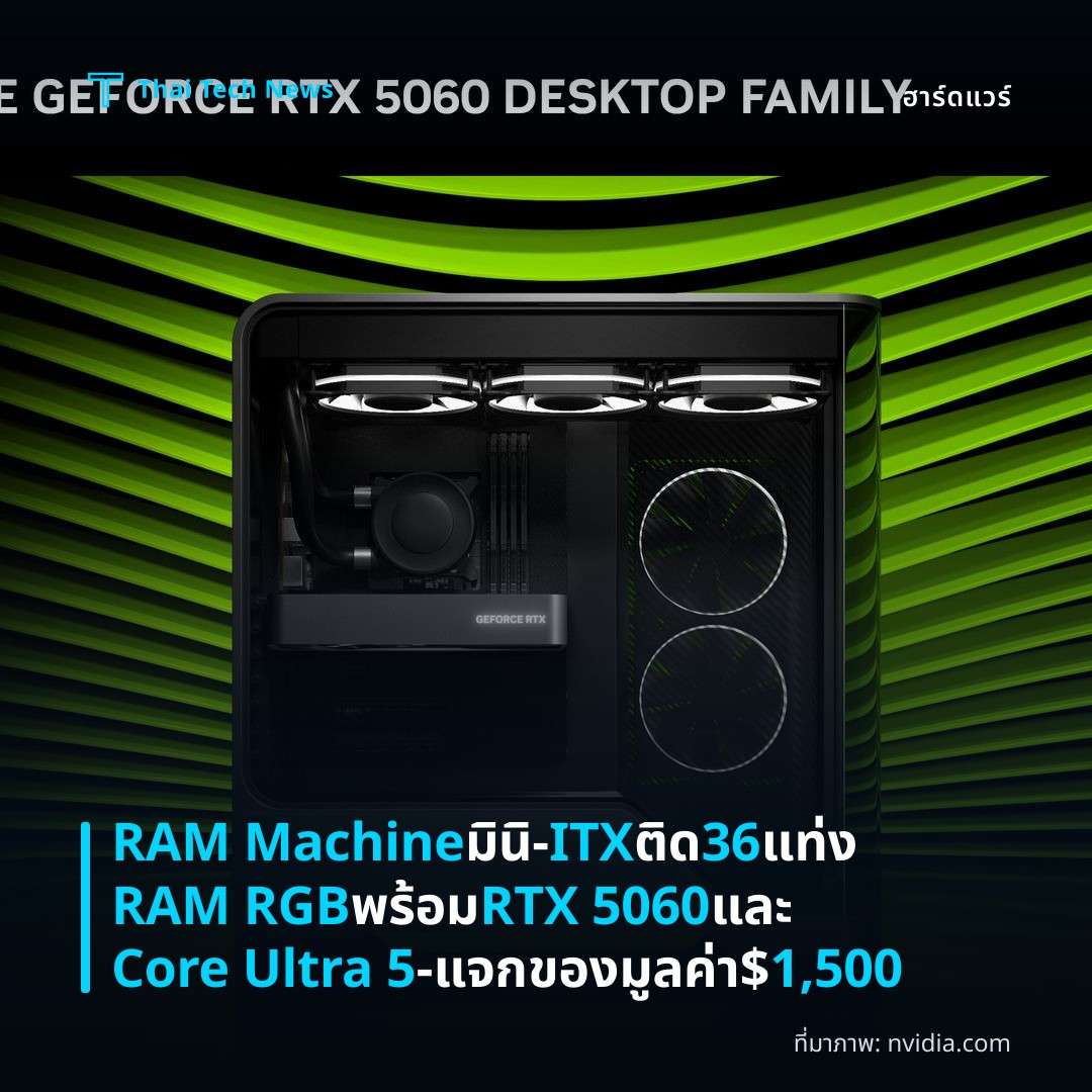 RAM Machine มินิ‑ITX ติด 36 แท่ง RAM RGB พร้อม RTX 5060 และ Core Ultra 5 – แจกของมูลค่า $1,500