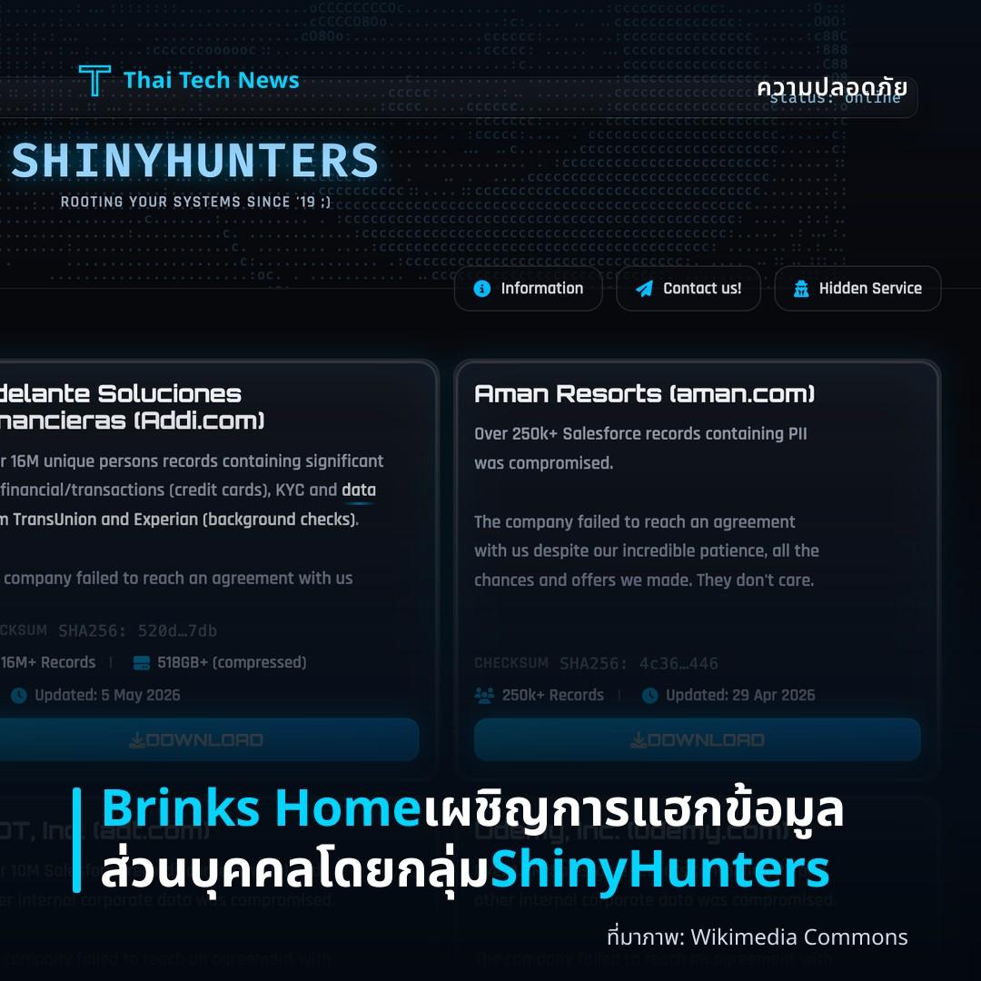Brinks Home เผชิญการแฮกข้อมูลส่วนบุคคลโดยกลุ่ม ShinyHunters