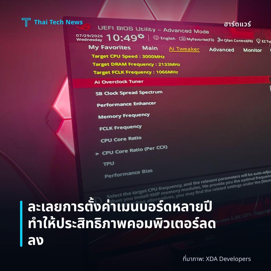 ละเลยการตั้งค่าเมนบอร์ดหลายปี ทำให้ประสิทธิภาพคอมพิวเตอร์ลดลง