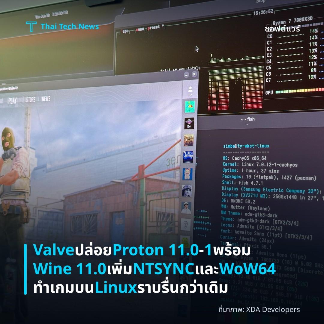 Valve ปล่อย Proton 11.0‑1 พร้อม Wine 11.0 เพิ่ม NTSYNC และ WoW64 ทำเกมบน Linux ราบรื่นกว่าเดิม
